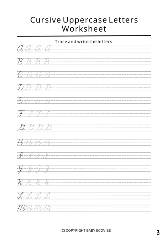 Cursive Tracing Sheets (Free Printable) - Baby EcoVibe