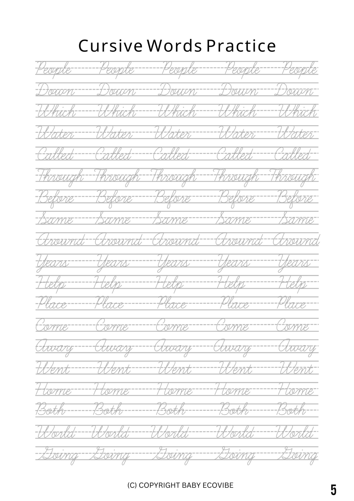 Cursive Tracing Sheets (Free Printable) - Baby EcoVibe